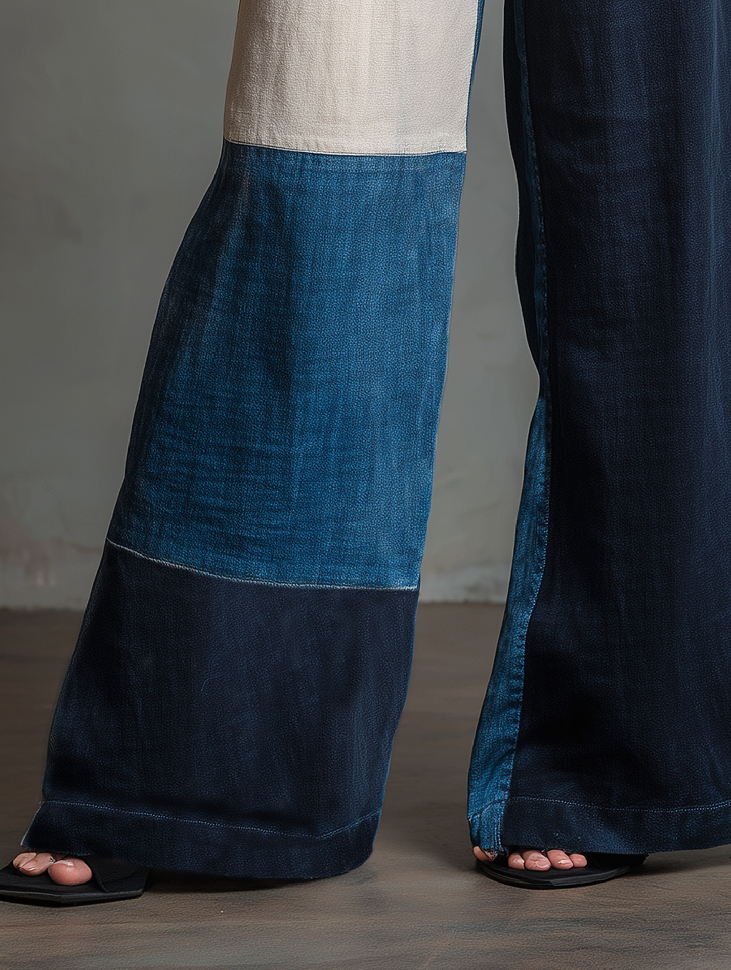 Women's Minimalist Color-Block Wide-Leg Jeans MDZ1250E6Y