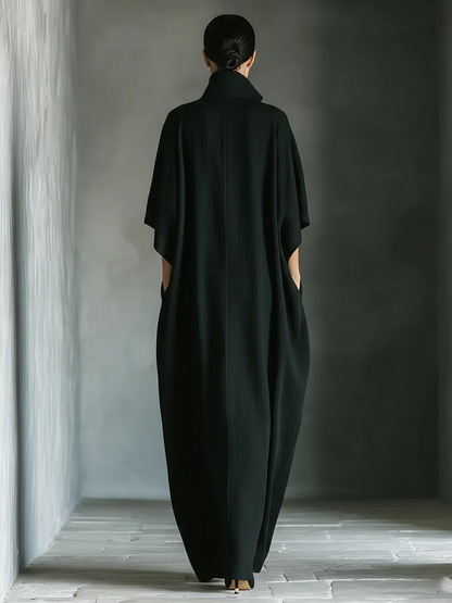 Alejandra™ | Vestido largo negro oversize minimalista con manga kimono